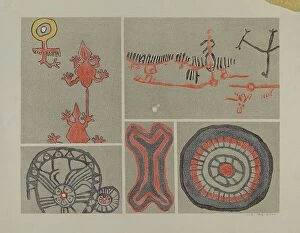 Native American artifacts Poster Print Collection: Petroglyph, 1935/1942. Creator: Lala Eve Rivol