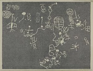 Native American artifacts Photographic Print Collection: Petroglyph, 1935/1942. Creator: Lala Eve Rivol