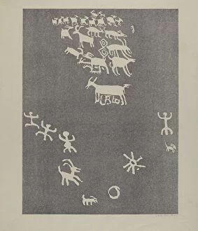 Native American artifacts Collection: Petroglyph, 1935/1942. Creator: Lala Eve Rivol