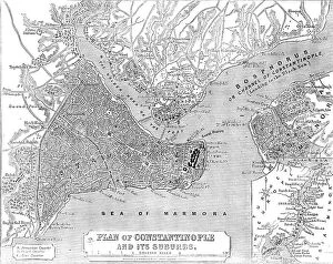 Maps Jigsaw Puzzle Collection: Plan of Constantinople and its Suburbs, 1856. Creator: John Dower