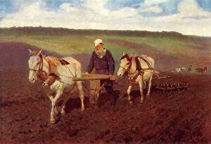 Realism Premium Framed Print Collection: The Ploughman (Leo Nikolayevich Tolstoy at the Plough), 1887, (1965). Creator: Il ya Repin
