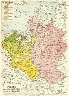 Hungary Collection: Poland and the Partitions of 1772, 1793 & 1795, (c1920). Creator: John Bartholomew & Son