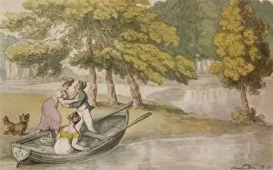 Waterfall and river scenes in watercolors Collection: Popes Villa, Twickenham: The Outing, c1819. Artist: Thomas Rowlandson