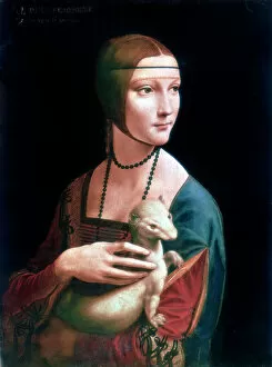 Paintings Fine Art Print Collection: Portrait of Cecilia Gallerani, Lady with an Ermine, c1490. Artist: Leonardo da Vinci