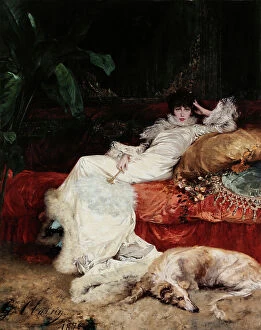 White Colour Collection: Portrait de Sarah Bernhardt, 1876. Creator: Georges Jules Victor Clairin