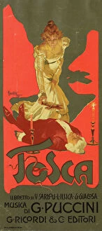 Hohenstein Collection: Poster for the Opera Tosca by G. Puccini, 1899. Creator: Hohenstein, Adolfo (1854-1928)