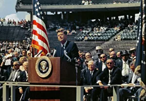 NASA history Fine Art Print Collection: President Kennedy makes his We choose to go to the Moon speech, Rice University, 1962