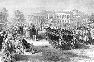 Kolkata Collection: The Prince of Wales seeing a Dance of Wild Hillmen at Calcutta, 1876. Creator: Unknown