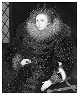 Related Images Metal Print Collection: Queen Elizabeth, The Ermine Portrait, 1585, (1896). Artist: Nicholas Hilliard