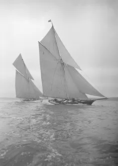 Topsail Collection: The racing cutters Creole (3) and Rosamond, 1911. Creator: Kirk & Sons of Cowes