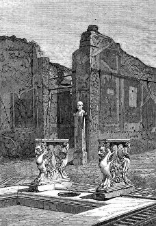 Mythological Creature Collection: Recent discoveries in the buried city of Pompeii: interior of the house of Cornelius Rufus, 1864