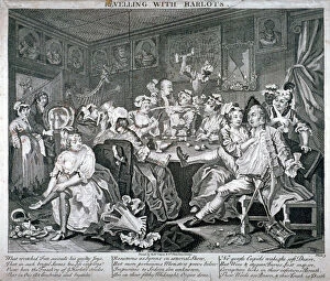 Drunkenness Collection: Revelling with Harlots, plate III of A Rakes Progress, 1735