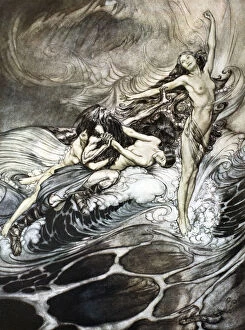 Arthur Rackham Collection: The Rhine Maidens obtain possession of the ring and bear it off in triumph, 1924