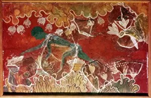 Abstract art Collection: The Saffron-Gatherer Fresco from Minoan Royal Palace, Knossos, Crete. c15th century BC
