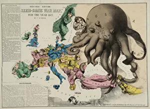 Moscow Metal Print Collection: Serio-Comic War Map For The Year 1877, 1877
