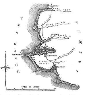 Maps Fine Art Print Collection: Siege of Sebastopol - map, 1854. Creator: Unknown