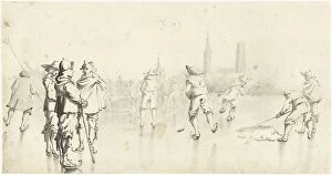 Zwolle Photographic Print Collection: Skaters near Zwolle, c.1610-1640. Creator: Gerard Terborch II