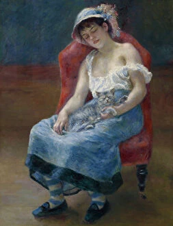 Pierre-Auguste Renoir artworks Mouse Mat Collection: Sleeping Girl, 1880. Creator: Pierre-Auguste Renoir