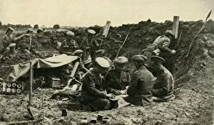 Frank A Collection: Soldiers playing cards in the trenches, First World War, c1916, (c1920). Creator: Unknown