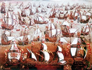 Greenwich Poster Print Collection: The Spanish Armada which threatened England in July 1588
