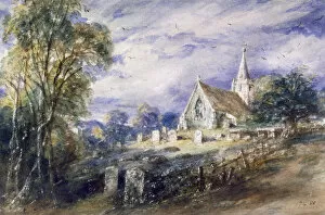 Thomas Churchyard Pillow Collection: St Giles Church, Stoke Poges, 1833. Artist: John Constable