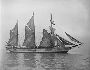 Robert White Collection: The steam yacht Wanderer (later named Vagus ) hoisting sails