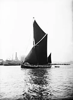 Barge Collection: Topsail barge under sail on the Thames, London, c1905