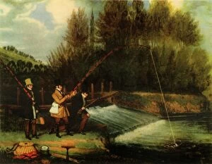 Paintings Photo Mug Collection: Trolling for Pike in the River Lea, 1831, (1941). Creator: James Pollard