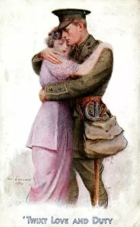 Soldiers in World War I Photographic Print Collection: Twixt Love and Duty, 1914