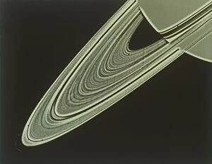 NASA history Collection: Two-image mosaic of Saturns Rings, seen from Voyager 1 spacecraft, 1980. Creator: NASA