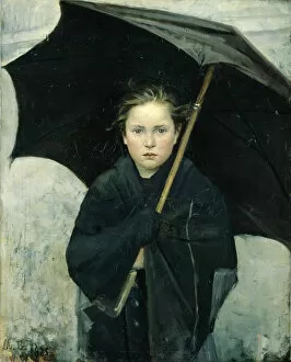 Paintings Premium Framed Print Collection: The Umbrella, 1883. Artist: Bashkirtseva, Maria Konstantinovna (1860-1884)