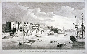 Rowing Boat Collection: View near Limehouse Bridge, London, looking down the River Thames, 1751