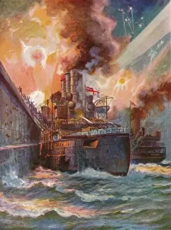 Charles Gold Collection: The Vindictive at Zeebrugge, 1918 (1919). Artist: Charles John De Lacy