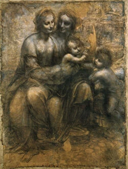 Renaissance art Metal Print Collection: The Virgin and Child with Saint Anne and Saint John the Baptist, c1500. Artist: Leonardo da Vinci