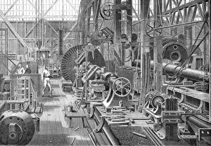 Factory Photo Mug Collection: A visit to Penn's Marine Engine Factory, at Greenwich: turning a crank axle, 1865. Creator: Unknown