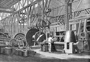Factory Premium Framed Print Collection: A visit to Penn's Marine Engine Factory, at Greenwich: turning a paddle shaft for a steam-ship