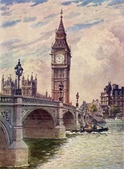 Tower Bridge Photographic Print Collection: Westminster Bridge and Big Ben, c1948. Creator: Unknown