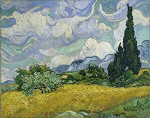 17 Dec 2019 Canvas Print Collection: Wheat Field with Cypresses, 1889. Creator: Vincent van Gogh