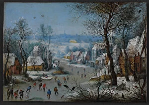 Breugel Framed Print Collection: Winter Scenery, 1600-1614. Creator: Bruegel the Elder, Pieter, after (1526-1569)