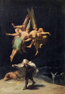 Francisco Goya Canvas Print Collection: Witches in Flight (Vuelo de Brujas), 1797-1798. Artist: Goya, Francisco, de (1746-1828)