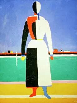 Abstract art Jigsaw Puzzle Collection: Woman with a Rake, 1928-1932. Artist: Kazimir Malevich