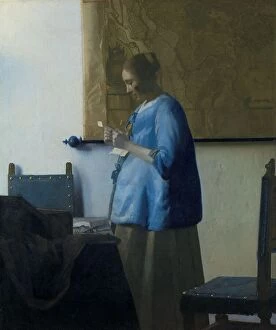 Household Collection: Woman Reading a Letter, c.1663. Creator: Jan Vermeer
