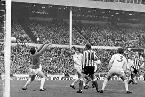 B And W Collection: Ian Porterfield's (right) shot flies over Leeds goalkeeper David Harvey to score the goal that