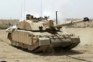 Desert Mouse Photographic Print Collection: Challenger 2 Main Battle Tank patrolling outside Basra, Iraq