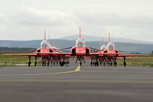 The Red Arrows Metal Print Collection: Red Arrows on runway at RAF Lossiemouth