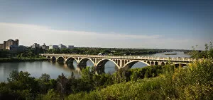 Typically Canadian Collection: Bridge Crossing The South Saskatchewan River; Saskatoon, Saskatchewan, Canada