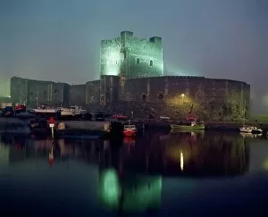 Norman architecture Premium Framed Print Collection: Carrickfergus Castle & Harbour, Co Antrim, Ireland
