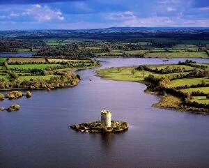 Fairytales Collection: Cloughoughter Castle, Co Cavan, Ireland; Aerial View Of Lough Oughter And 13Th Century Castle