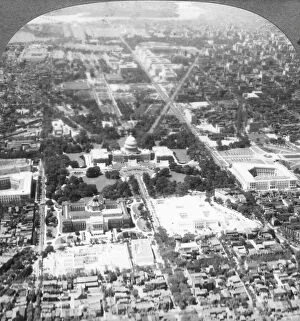 State Of Washington Collection: Historic image in black and white of an aerial view of Washington DC