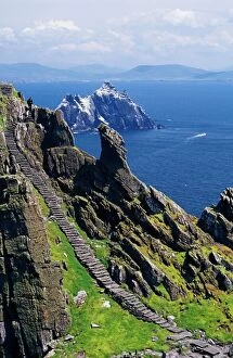 Tourism Industry Collection: Stone Stairway, Skellig Michael, Skellig Islands, County Kerry, Ireland